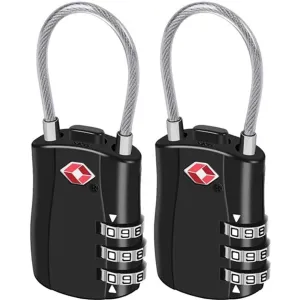 T Tersely TSA Approved Luggage Combination Locks, (2 Pack) Combination Padlock with Alloy Body TSA Lock for Travel Bag, Suit Case, Lockers, Gym, Bike Locks or Other