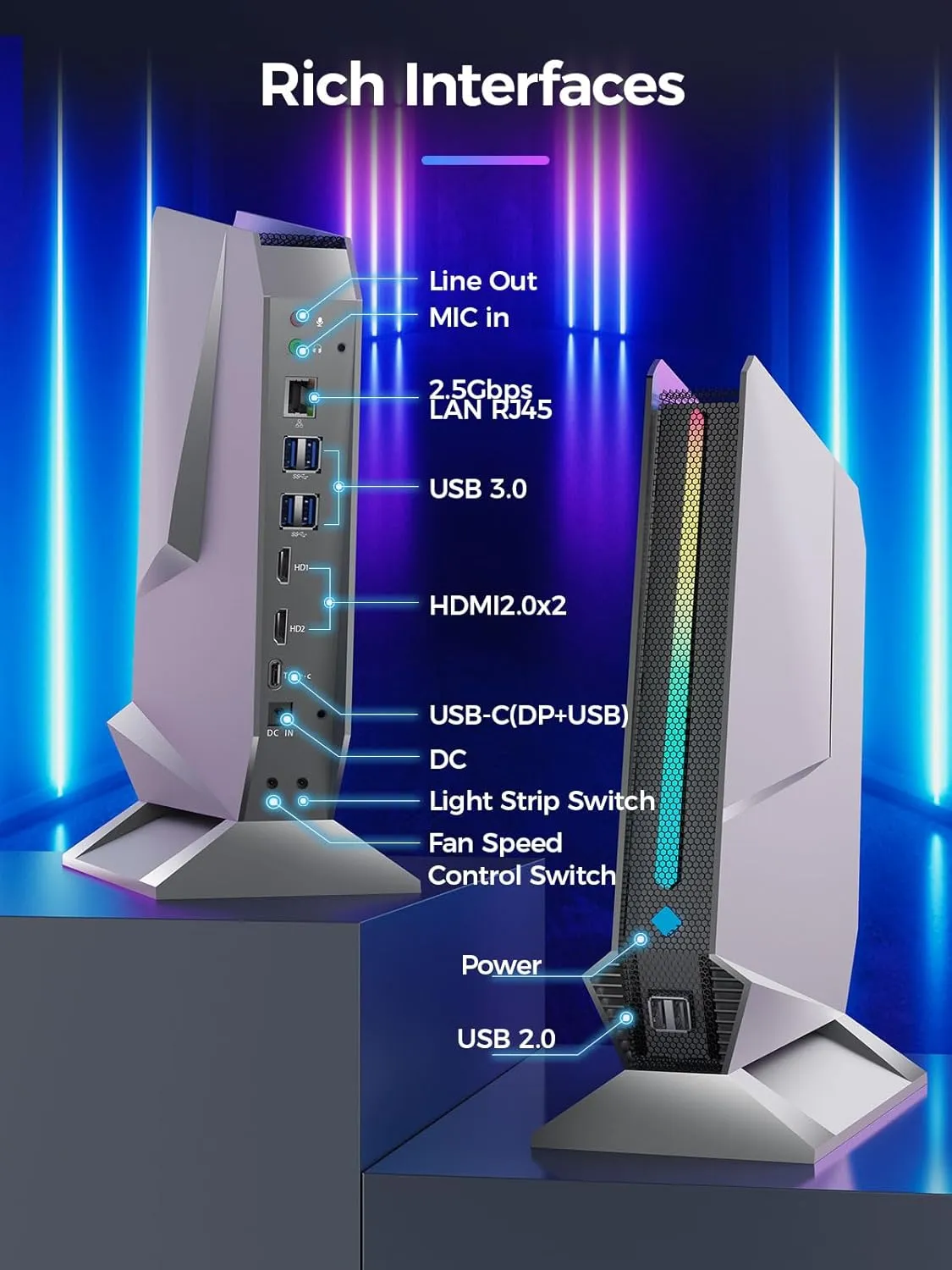 T1-Pro Mini Gaming PC Core i7-13700H/RTX4060 8G GDDR6,Mini Gaming Computer 32GB RAM DDR5-5200,1TB PCIe4.0 SSD,Adjustable RGB Light,WiFi6E/BT5.3/2.5G LAN/USB-C 4K@60Hz Win11 Pro Desktop PC