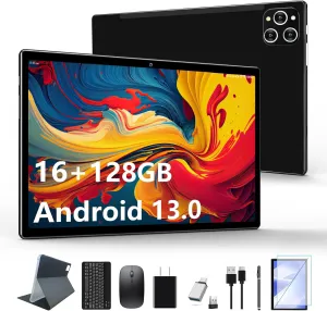 Tablet 10.1 Inch Android 13 Tablets 2025 Latest Android Tablets 128GB ROM 16GB RAM (8 8 Virtual), 2 in 1 Tablet with Keyboard, Powerful Octa-Core 13MP Camera, 1TB TF Expandable, FHD WiFi Tableta PC