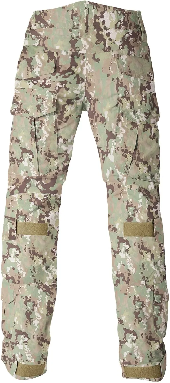 Tactical Pants for Men Water Resistant Hiking Pants Camo Cargo Pants with 10 Pockets No Belt and Kneepad