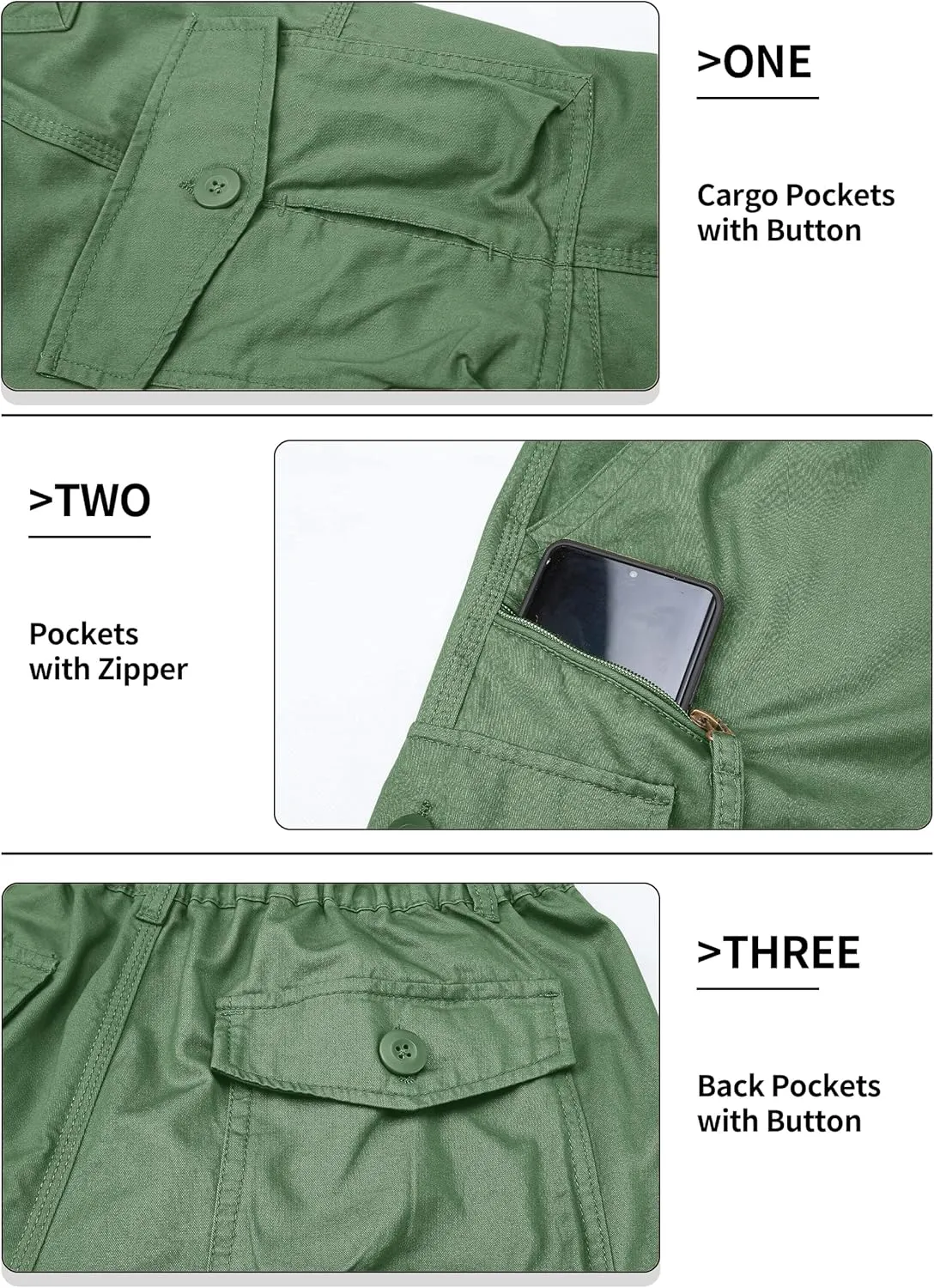 TACVASEN Men's Capri Pants with 7 Pockets Cargo Shorts Twill Elastic Below Knee 3/4 Capri Long Shorts