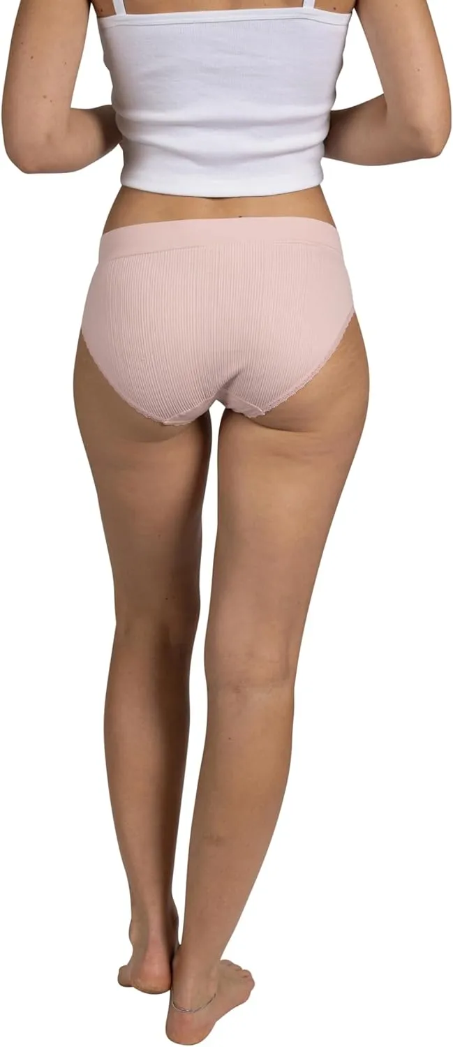 TAHARI Women's 5-Pack Seamless Bikini Hipster Underwear Invisible No Show Nylon Spandex Women Panties