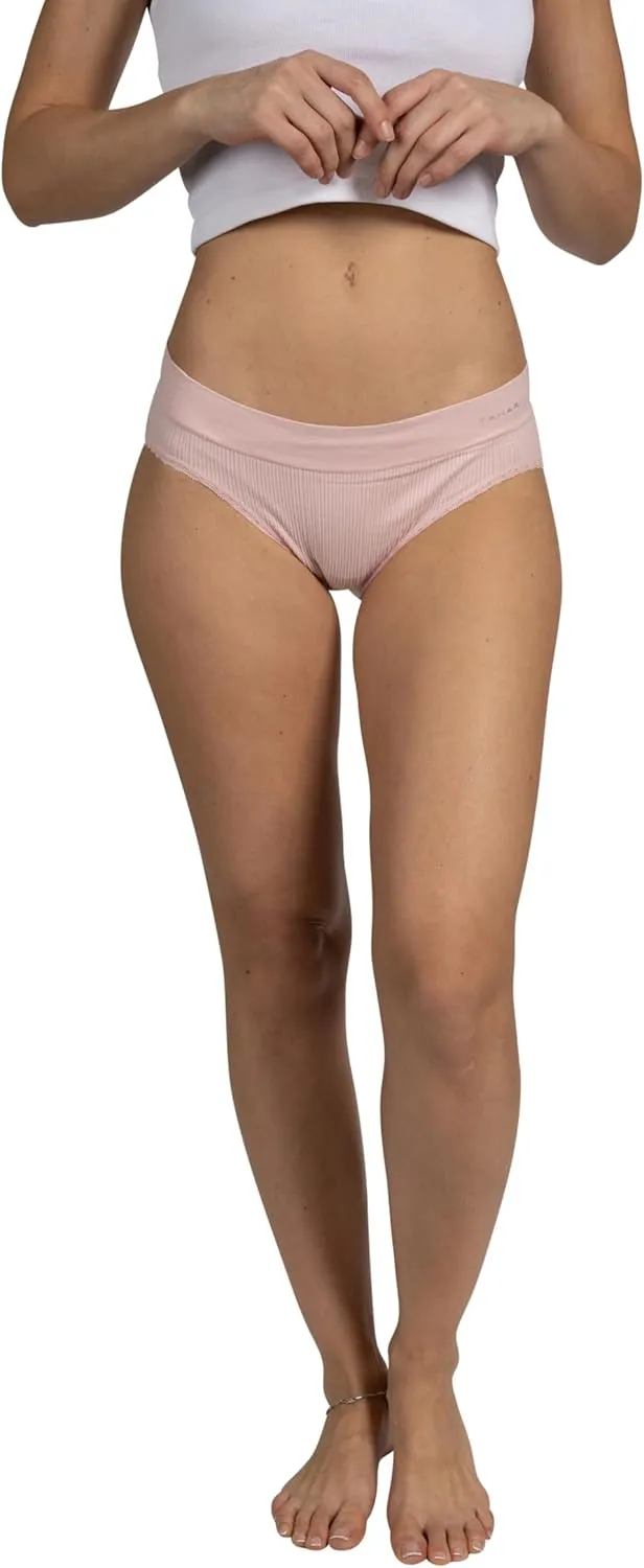TAHARI Women's 5-Pack Seamless Bikini Hipster Underwear Invisible No Show Nylon Spandex Women Panties