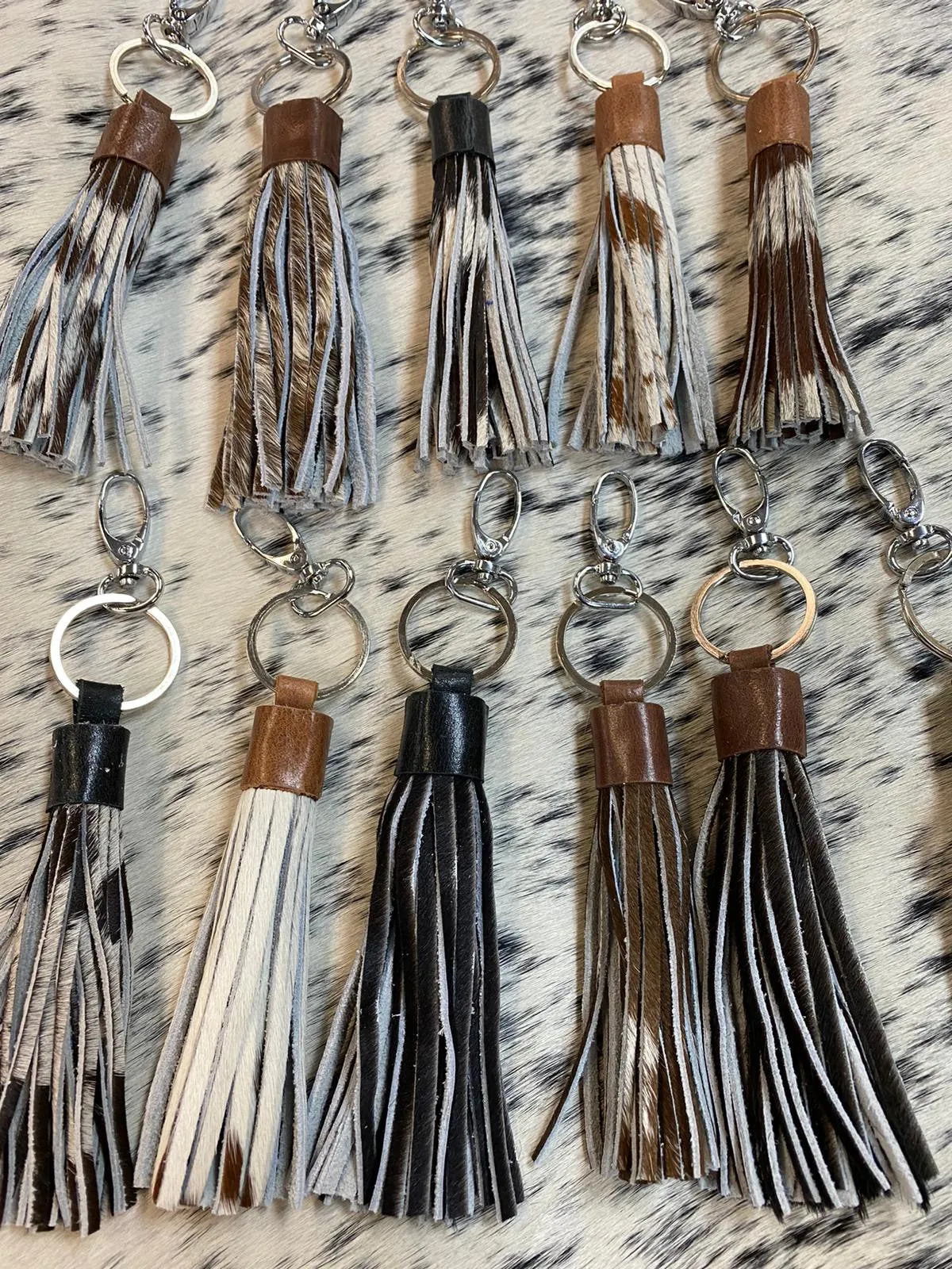 Tassels Cowhide Keychain Purse Charm