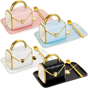 Tea Set Handbag shaped Mug with Saucer & Spoon For for Coffee, Hot Chocolate, Office and Home Use