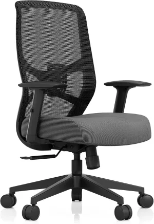 Tempur-Pedic ProTask Executive Task Office Chair with Mesh Back and Built-in Lumbar Support, Height-Adjustable Ergonomic Mesh Office Desk Chair, Grey