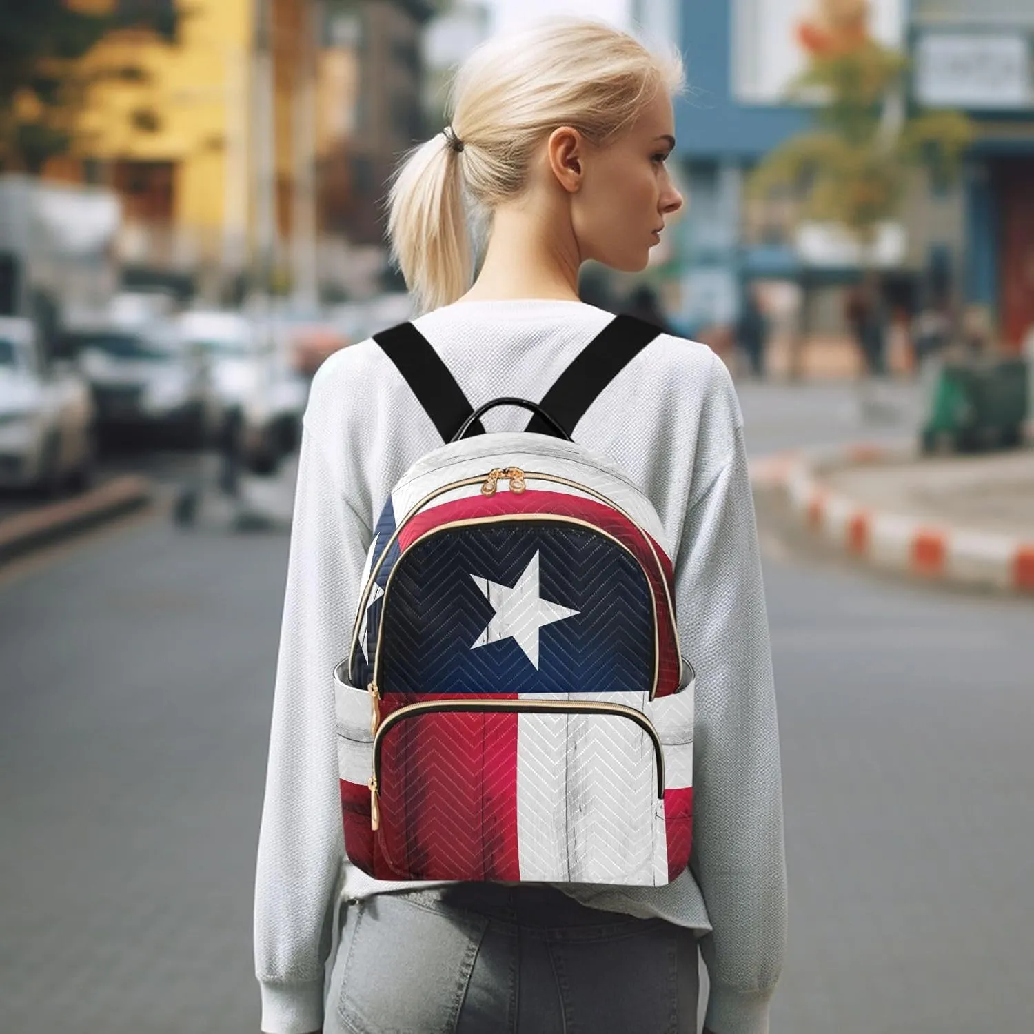 Texas Lone Star Flag Mini Backpack for Women, LightWeight Travel Backpack Purse Shoulder Bag Small Casual Daypack for Womens