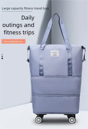 The 2025 new wheeled travel bag with large capacity is ready for production. It is waterproof, dry-wet separated and expandable The wheels are detachable (black)