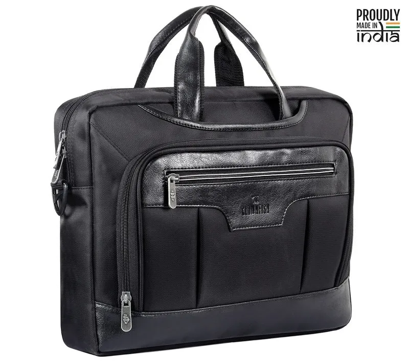 THE CLOWNFISH Faux Leather 15.6 inch Laptop Messenger Bag - Expandable, Stylish | Organizer Included | 17L | Chocolate