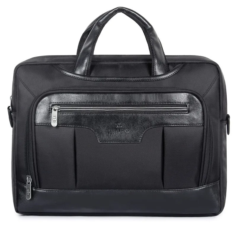 THE CLOWNFISH Faux Leather 15.6 inch Laptop Messenger Bag - Expandable, Stylish | Organizer Included | 17L | Chocolate