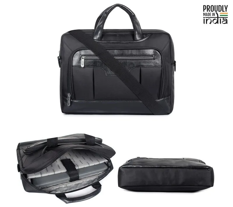 THE CLOWNFISH Faux Leather 15.6 inch Laptop Messenger Bag - Expandable, Stylish | Organizer Included | 17L | Chocolate
