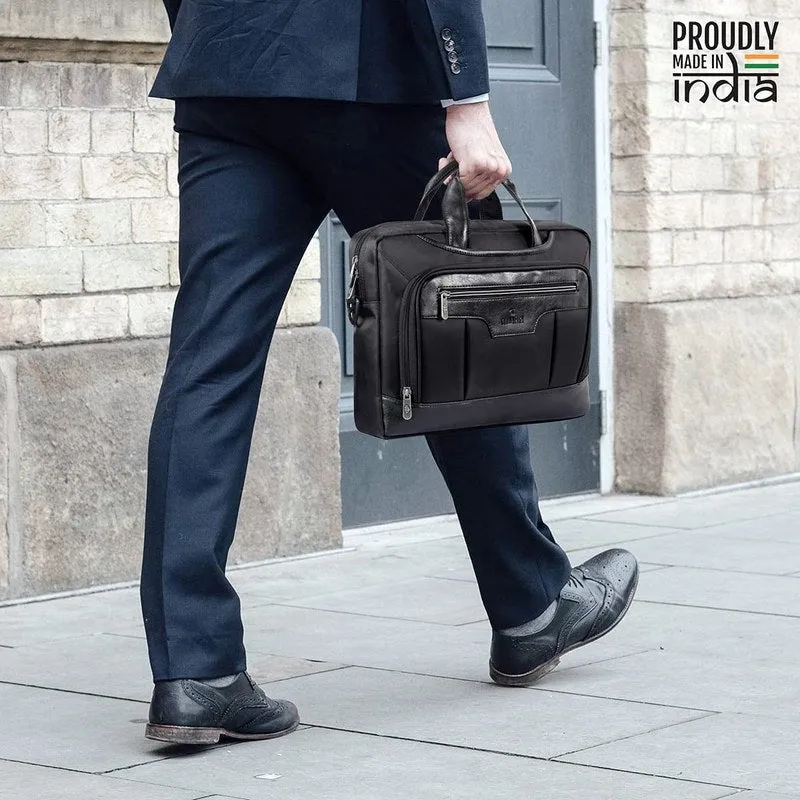 THE CLOWNFISH Faux Leather 15.6 inch Laptop Messenger Bag - Expandable, Stylish | Organizer Included | 17L | Chocolate