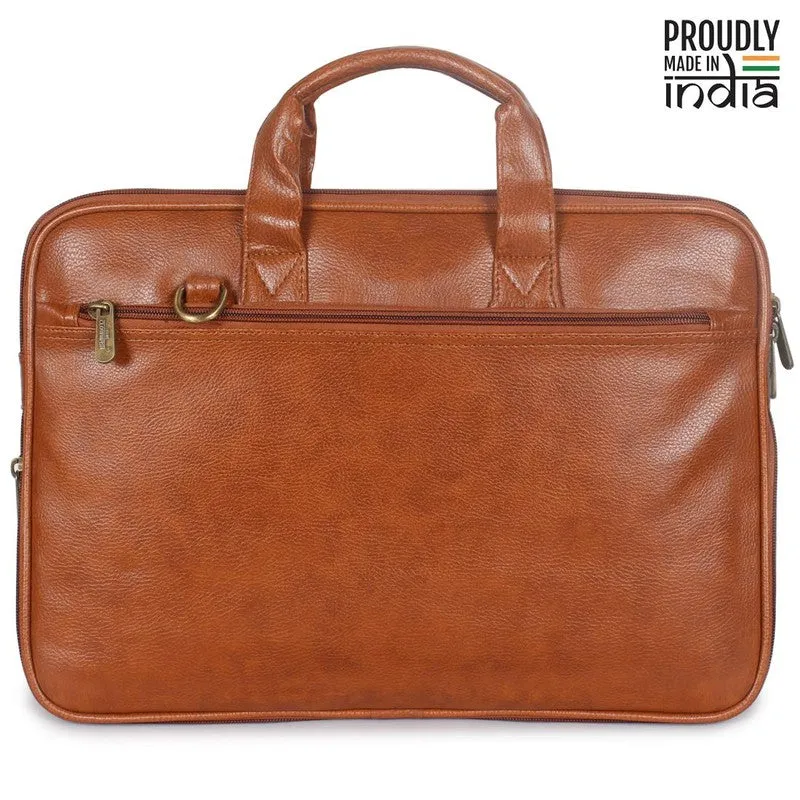 THE CLOWNFISH Triton Faux Leather Expandable 15.6 inch Laptop Tablet Messenger Bag Briefcase (Blue)