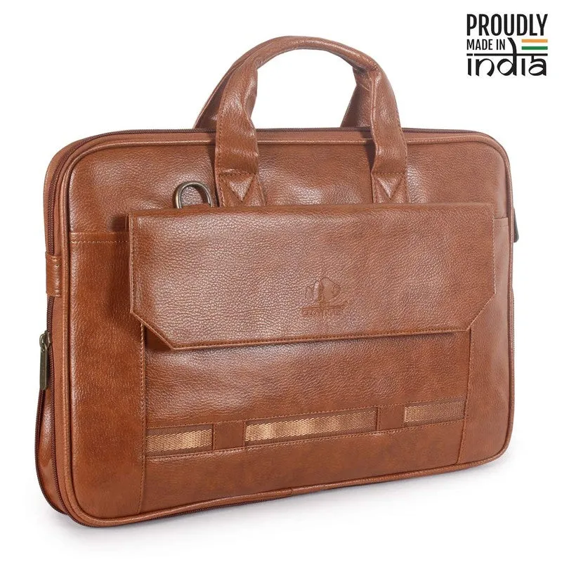 THE CLOWNFISH Triton Faux Leather Expandable 15.6 inch Laptop Tablet Messenger Bag Briefcase (Blue)
