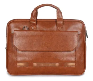 THE CLOWNFISH Triton Faux Leather Expandable 15.6 inch Laptop Tablet Messenger Bag Briefcase (Blue)