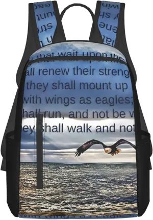 They That Wait Upon The Lord Lightweight Backpack For Women Men, Casual Polyester Daypack Bookbag Travel Hiking Bag, Durable Laptop Backpack