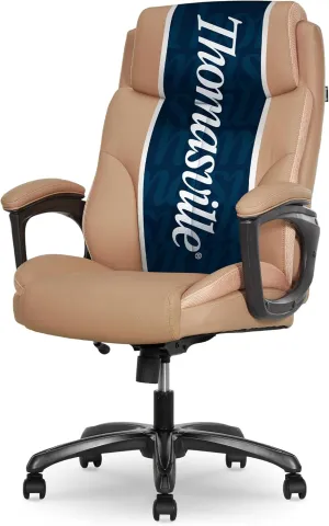 Thomasville® Danvers Big & Tall Office Chair, Ergonomic High-Back and Contoured Lumbar Support, ComfortCraft Seat Cushion Technology, Breathable Vegan Leather with Padded Armrests, Tan