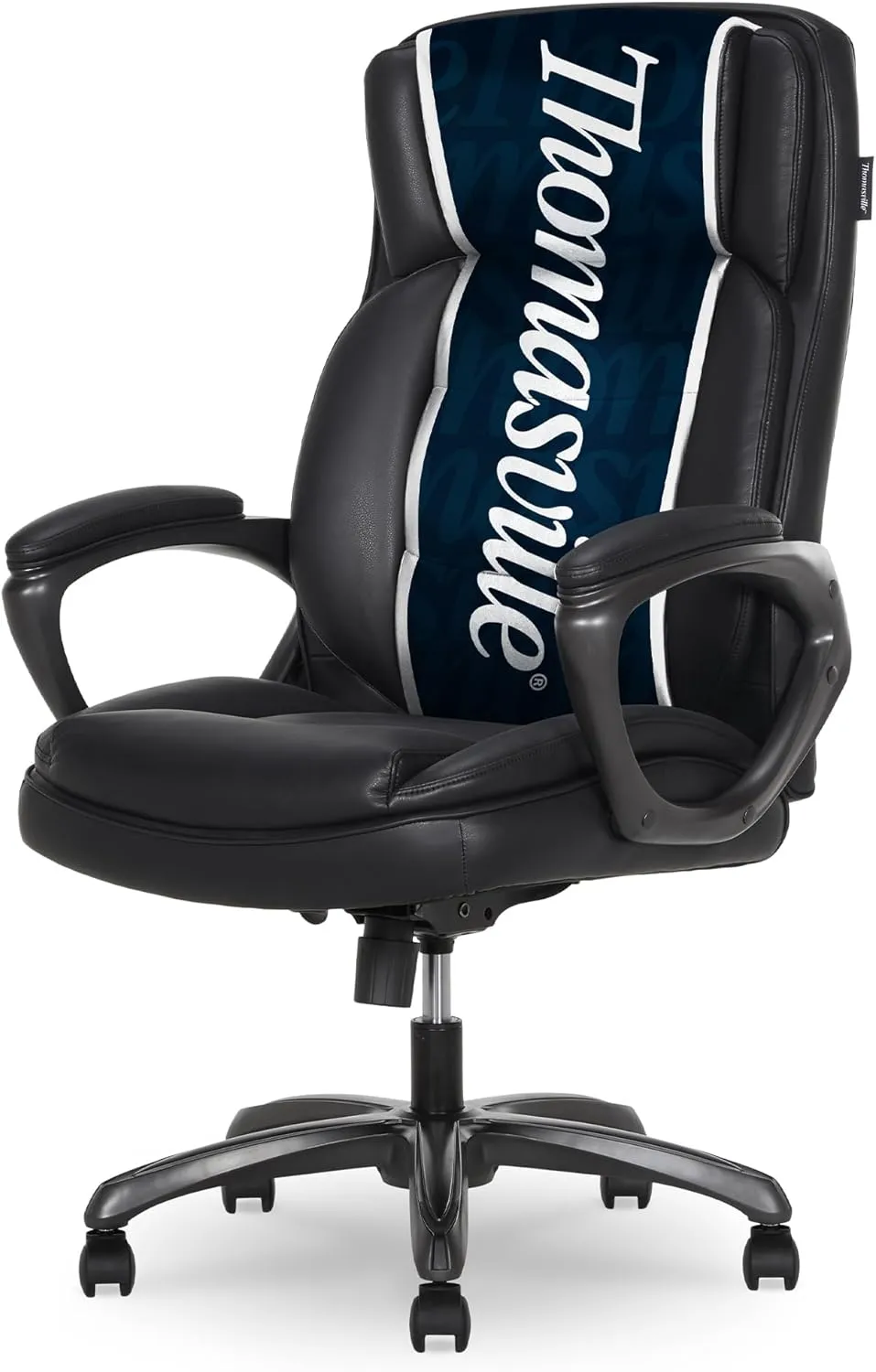 Thomasville® Lansing Big & Tall Office Chair, High-Back DeskChair, Adjustable Ergonomic Support, Vegan Leather, Semi-Plush ComfortCraft Seat Cushion Technology, Padded Headrest & Armrests, Black