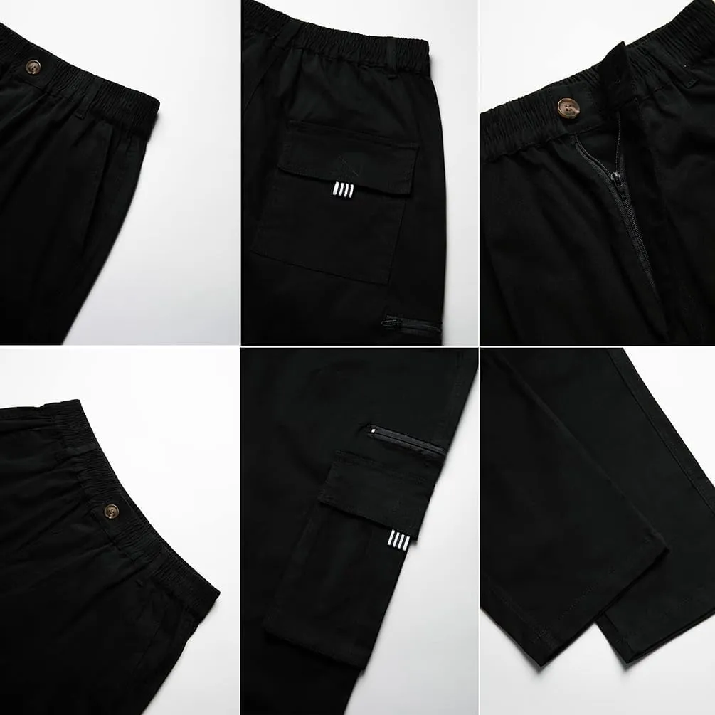 THWEI Mens Cargo Pants Casual Cotton Jogger Multi Pockets Outdoor Hiking Work Sweatpants