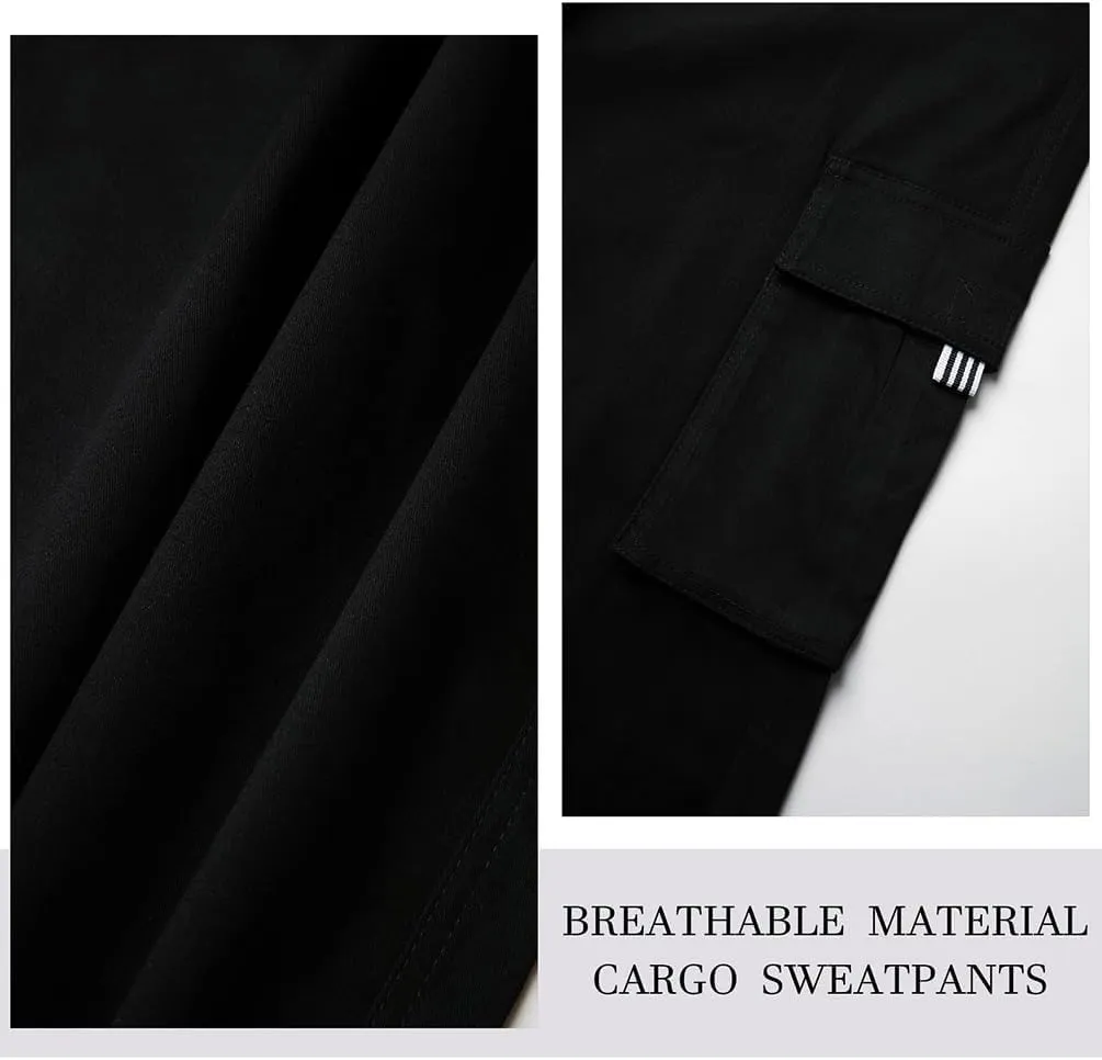 THWEI Mens Cargo Pants Casual Cotton Jogger Multi Pockets Outdoor Hiking Work Sweatpants