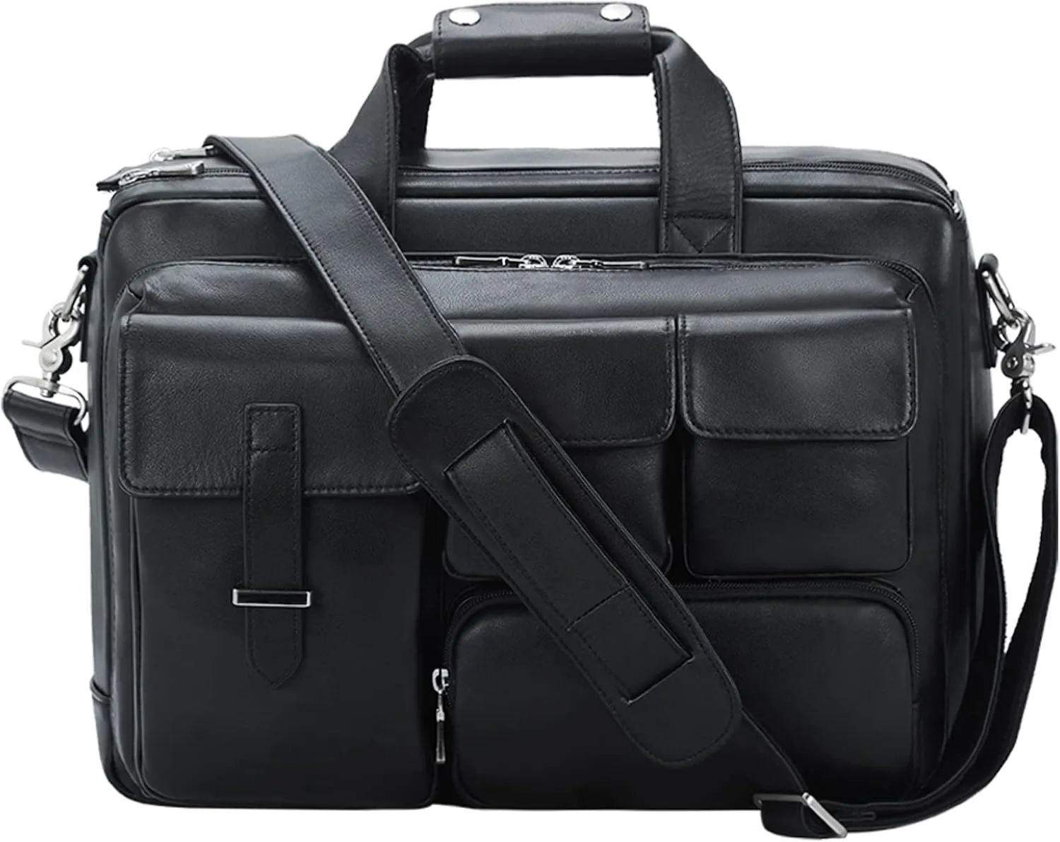 TIDING Full Grain Leather Briefcase For Men 17 Inch Laptop Case Business Travel Office Messenger Shoulder Bag