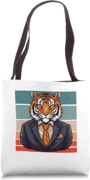 Tiger business suit confidence authority leadership strength Tote Bag