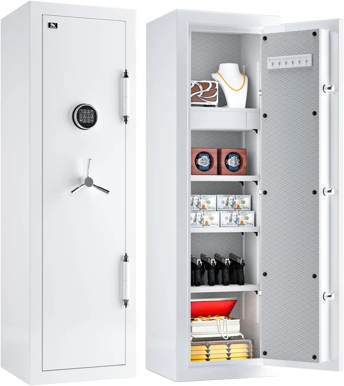 TIGERKING Fireproof Safe with Digital Lock, 8.12 cu.ft Heavy Duty Large Jewelry Safe Box for Home Business Office, White