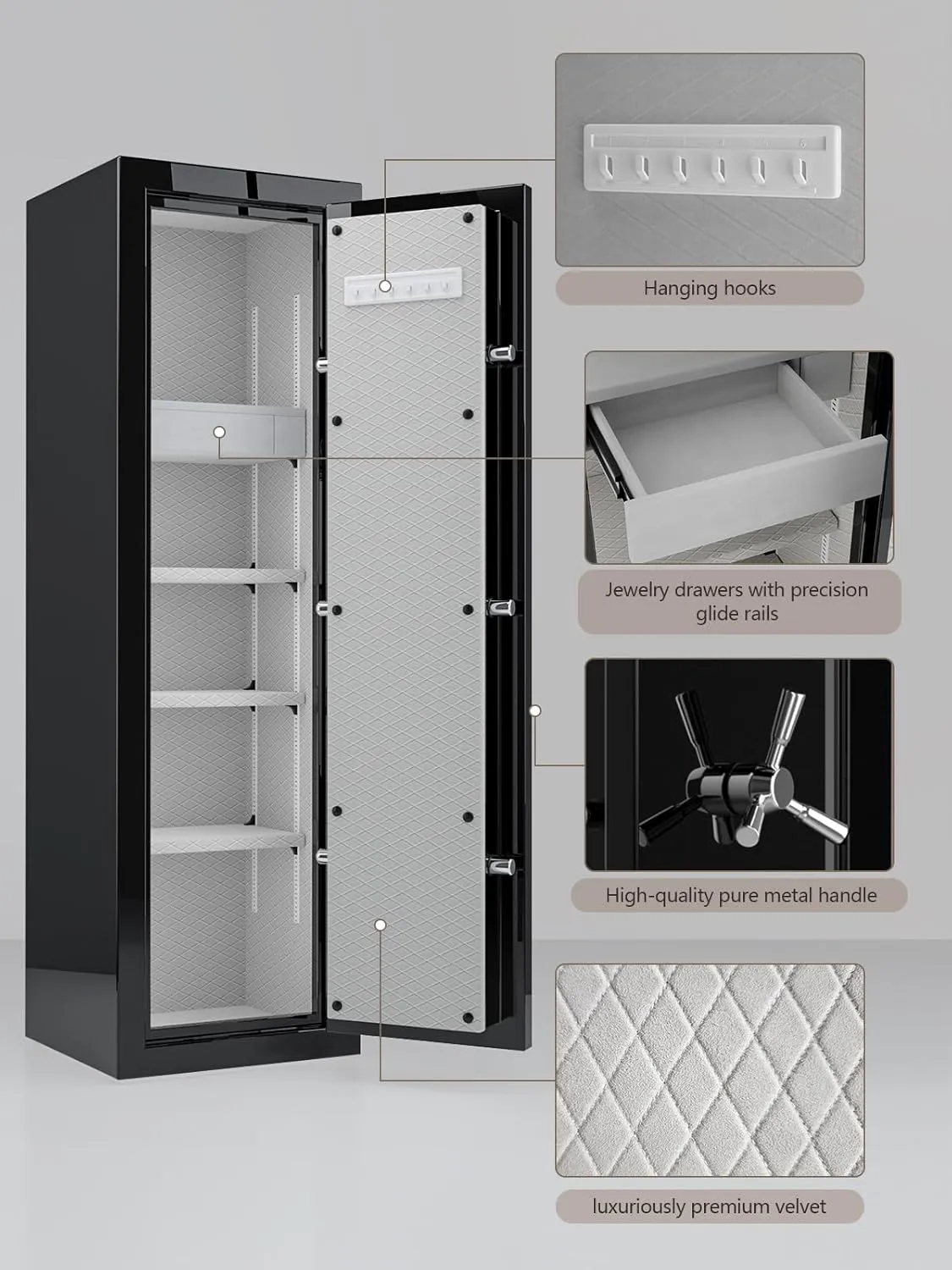 TIGERKING Fireproof Safe with Digital Lock, Heavy Duty Safes Box, 8.12 cu.ft Large Safe for Home Business Office