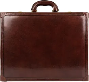 Time Resistance Leather Attache Case Full Grain Italian Leather Briefcase Bag for Men and Women Laptop and Bussiness Work Bag