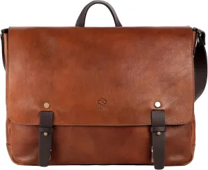 Time Resistance Leather Briefcase Messenger Bag for Laptop Full Grain Leather Shoulder Bag for Men and Women