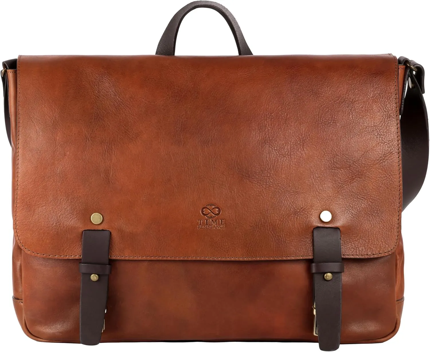 Time Resistance Leather Briefcase Messenger Bag for Laptop Full Grain Leather Shoulder Bag for Men and Women