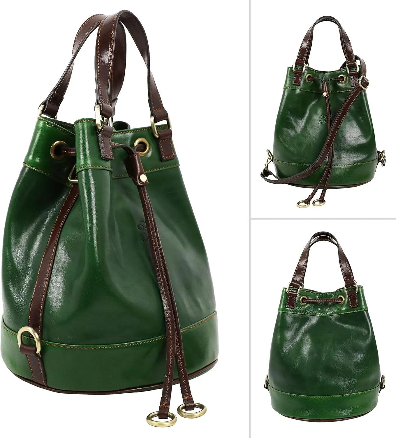 Time Resistance Leather Bucket Bag Full Grain Real Leather Tote Bag for Women