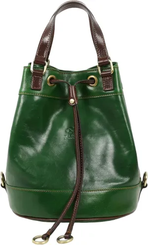 Time Resistance Leather Bucket Bag Full Grain Real Leather Tote Bag for Women