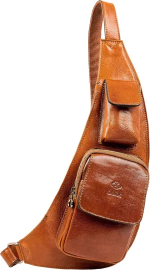 Time Resistance Leather Sling Bag - Crossbody Bag - Messenger Bag for Men and Women - Handmade Shoulder Bag Backpack
