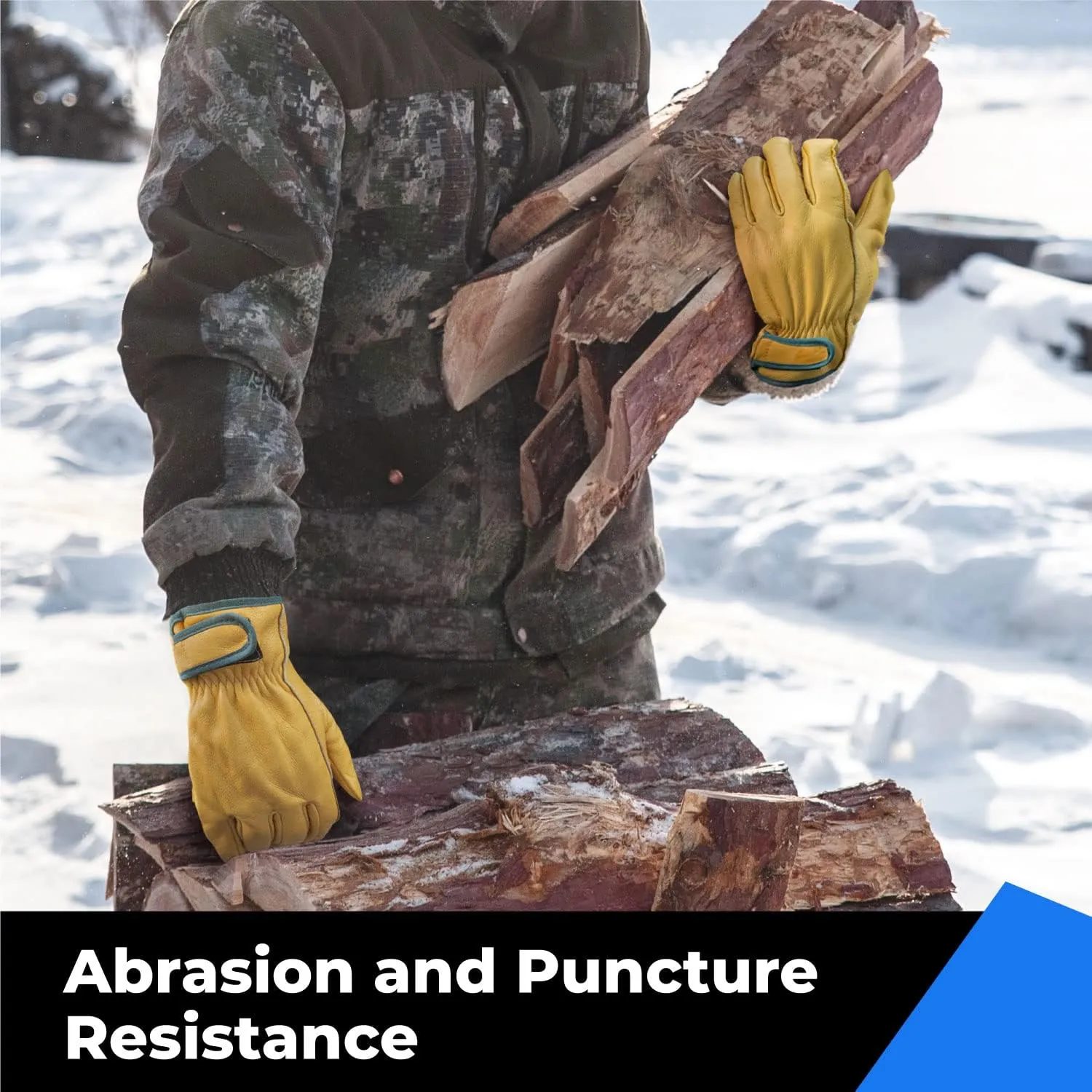 toolant Winter Leather Work Gloves, Warm Thinsulate Lining for Cold Weather Work, 100% Full Grain Cowhide with Abrasion and Puncture Resistance, Size Medium