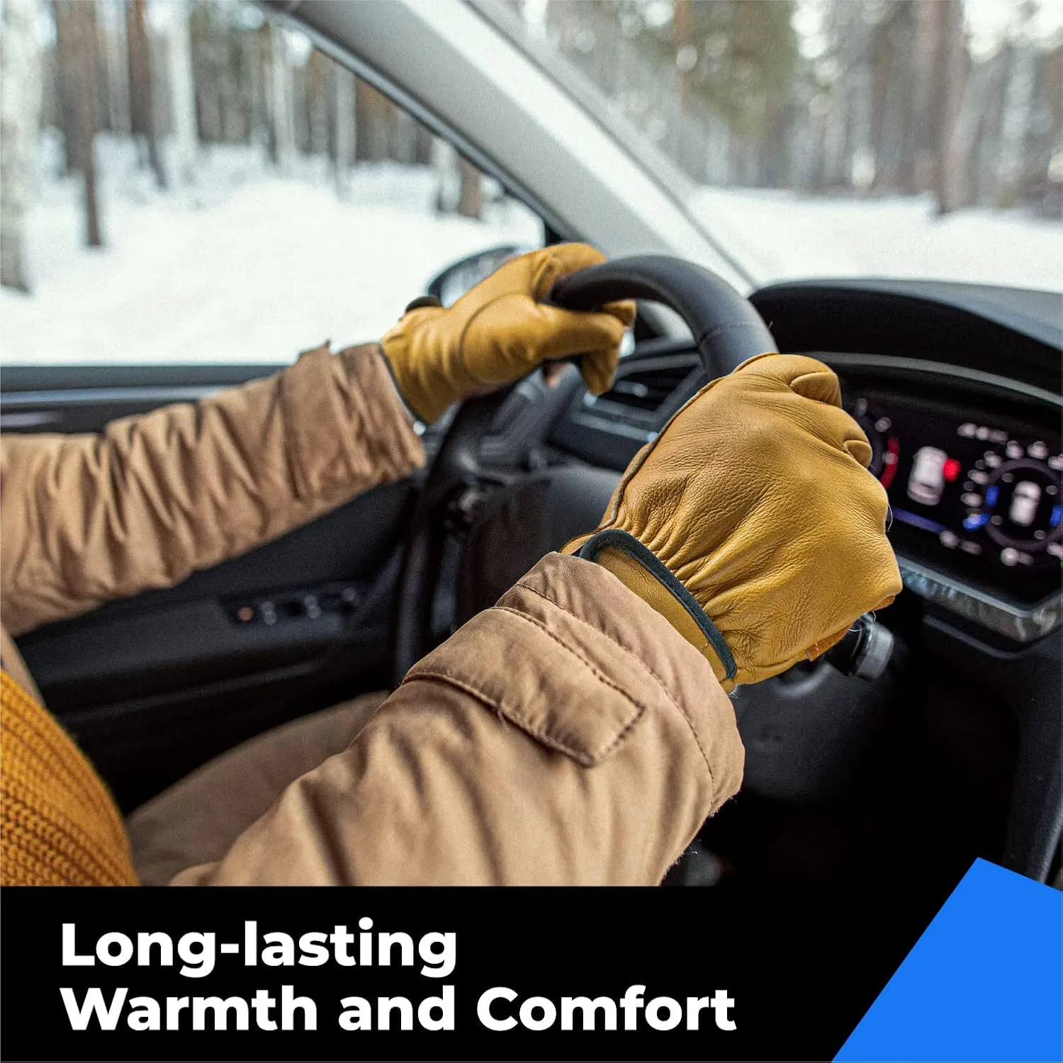 toolant Winter Leather Work Gloves, Warm Thinsulate Lining for Cold Weather Work, 100% Full Grain Cowhide with Abrasion and Puncture Resistance, Size Medium