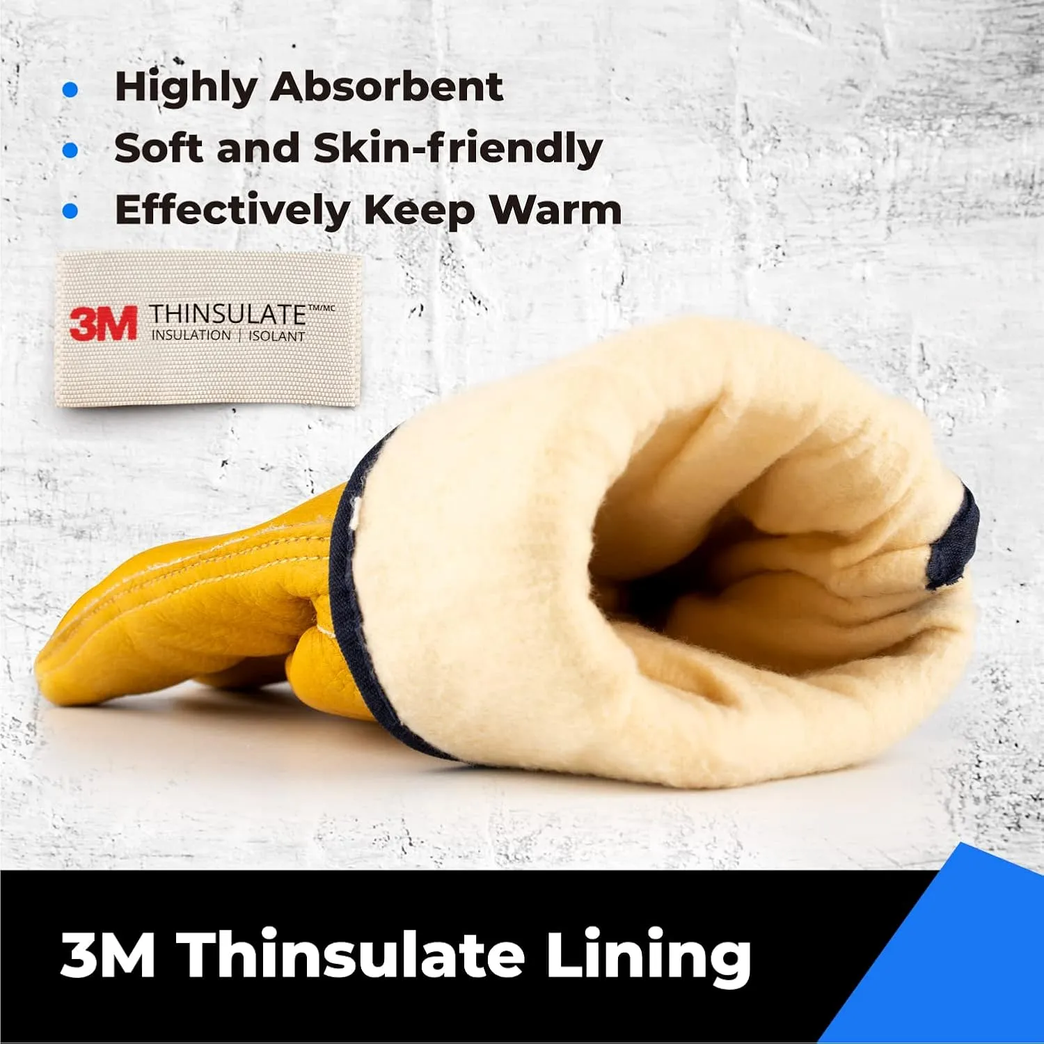 toolant Winter Leather Work Gloves, Warm Thinsulate Lining for Cold Weather Work, 100% Full Grain Cowhide with Abrasion and Puncture Resistance, Size Medium