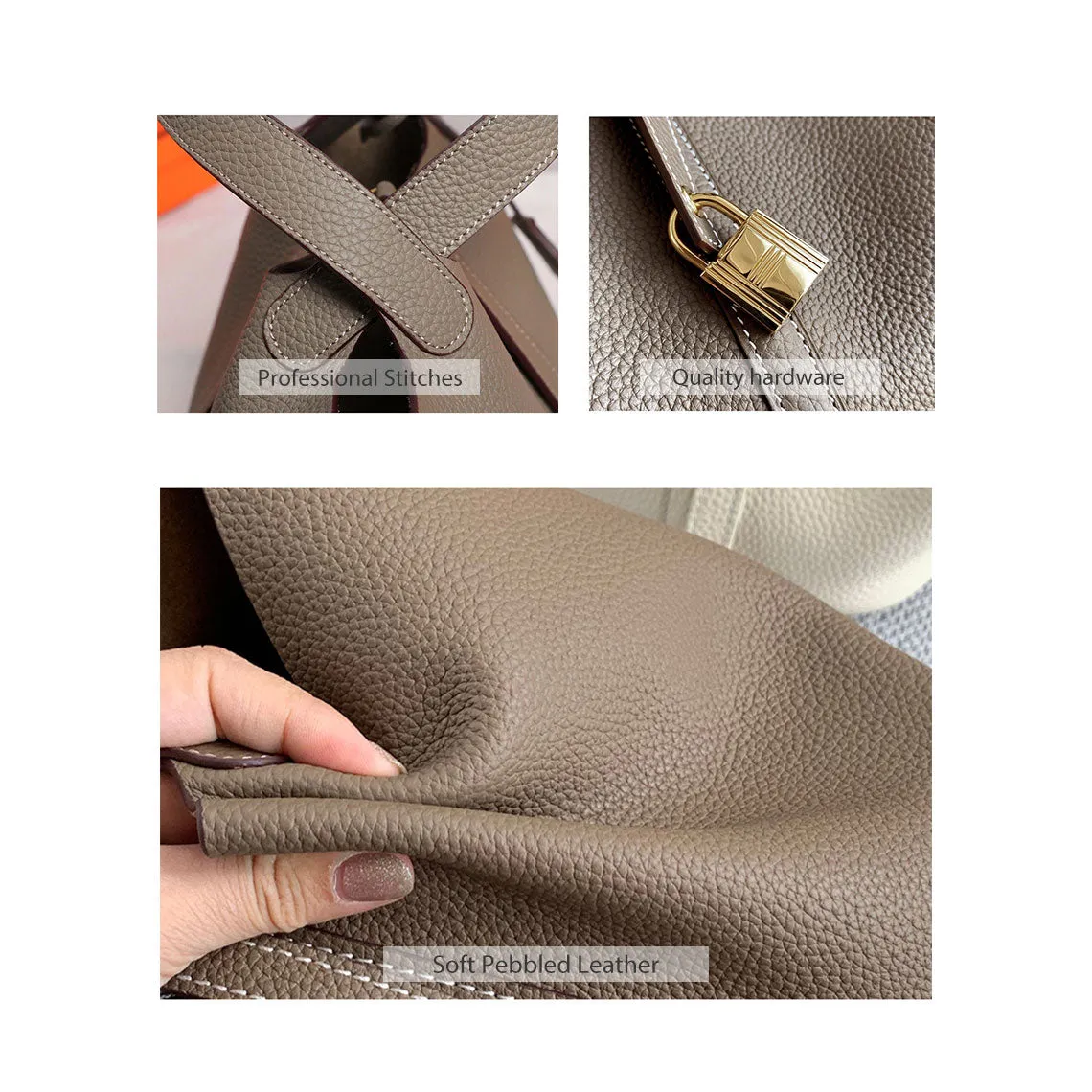 Top Grain Leather Inspired Pictin Handbag