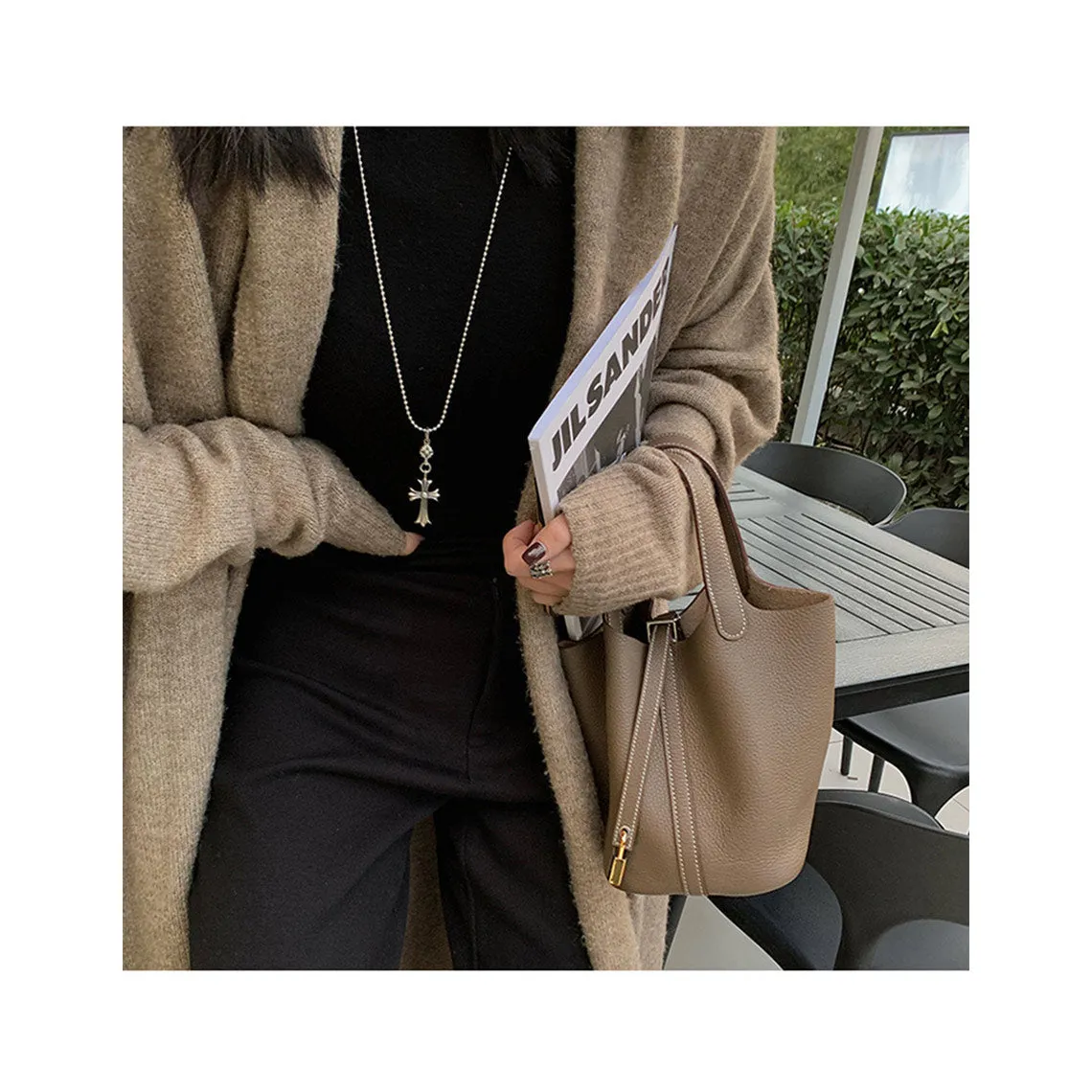 Top Grain Leather Inspired Pictin Handbag