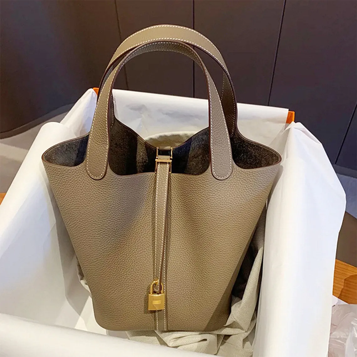 Top Grain Leather Inspired Pictin Handbag