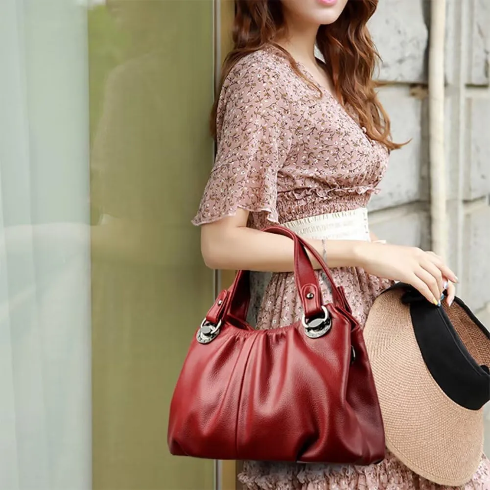 Top Handle Satchel Handbag for Women PU Leather Crossbody Bag Designer Tote Handbag Roomy Work Bag Shoulder Purse