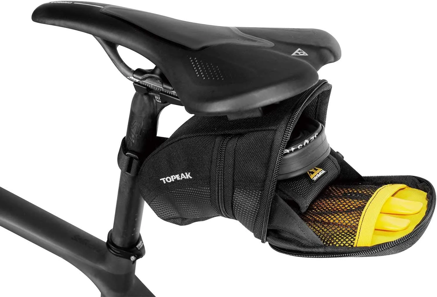 Topeak Bicycle Saddle Bag, Hard Shell, Synthetic Fabric, Vehicle-Specific Mount, 1 Compartment, Buckle Closure