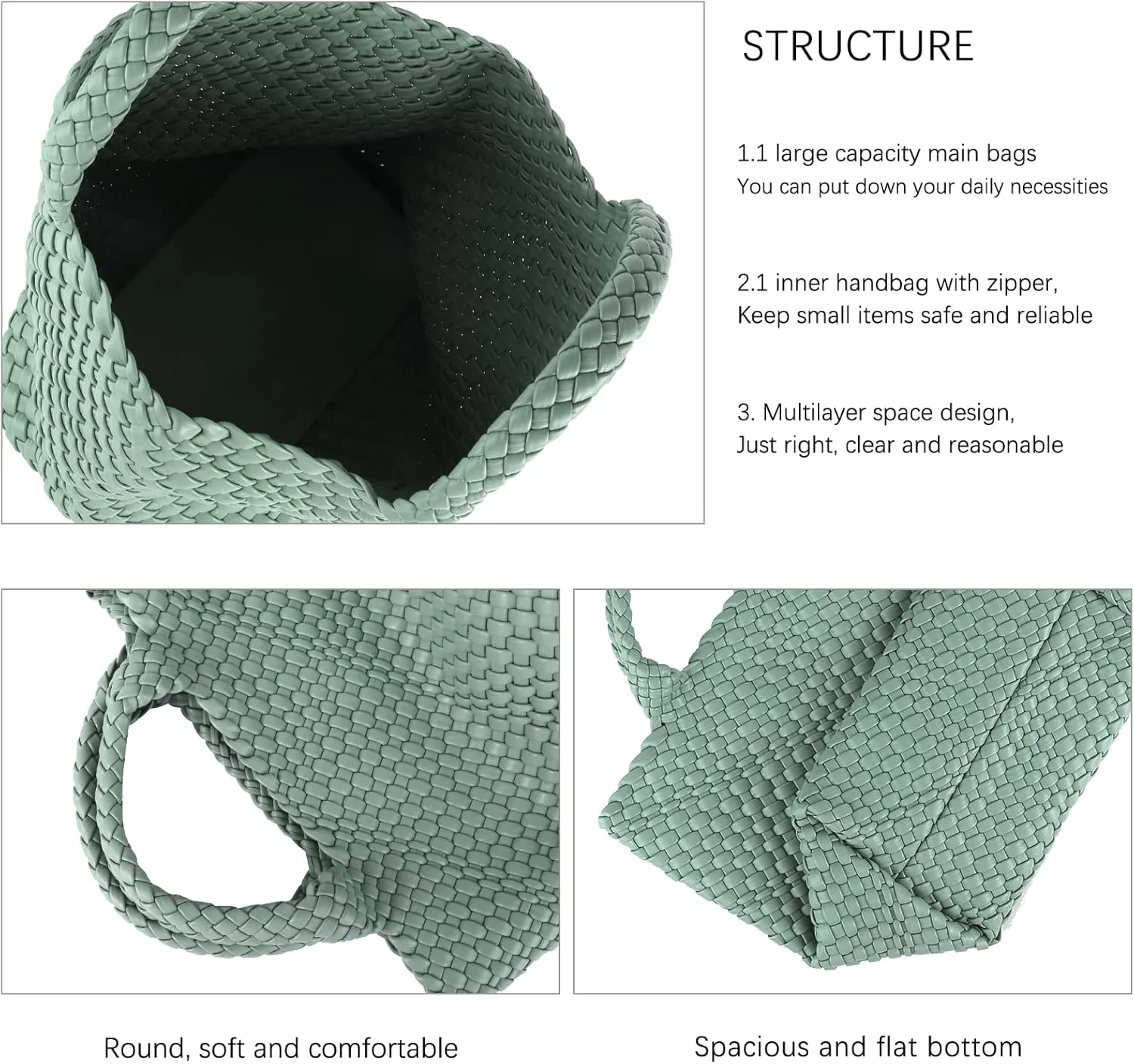 Tote Bag For Women Vegan Leather Handmade Woven Tote Bag Beach Bag Travel Handbag And Purse Top Handle Hobo Tote Bags