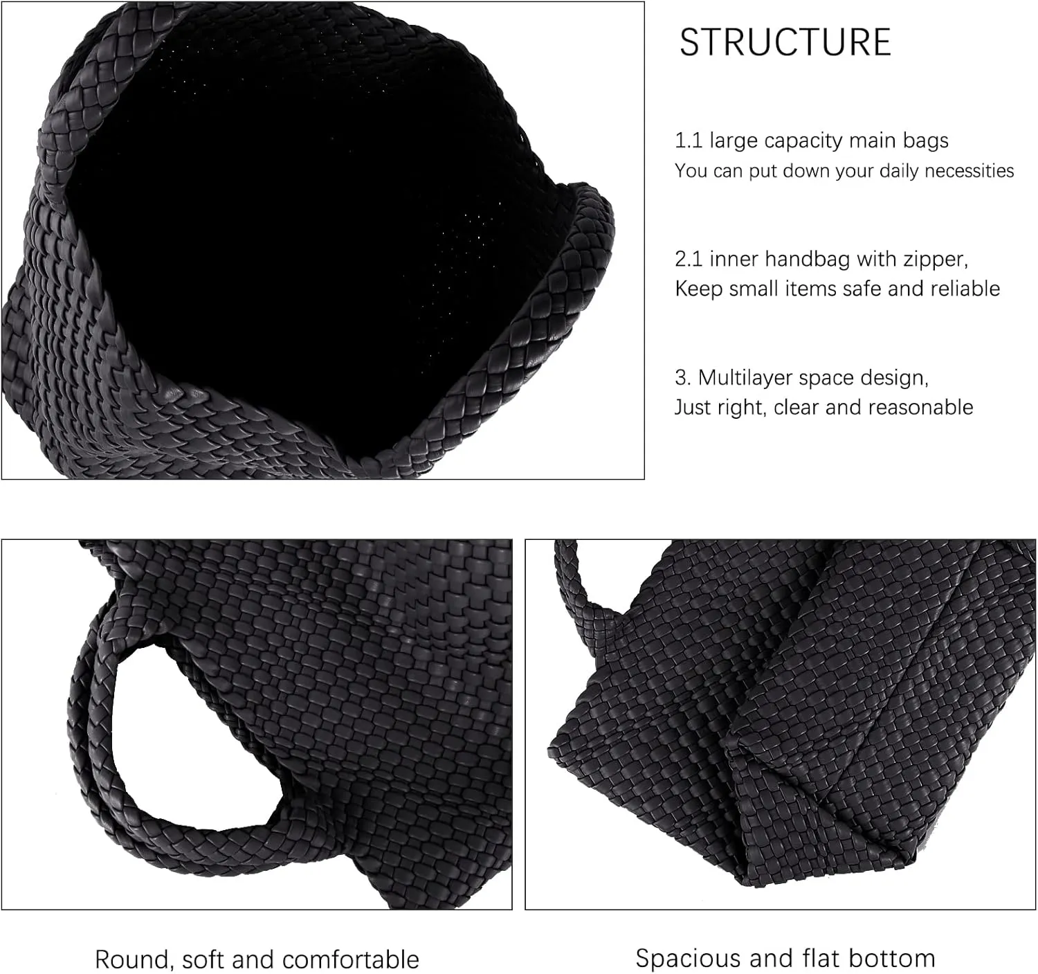 Tote Bag For Women Vegan Leather Handmade Woven Tote Bag Beach Bag Travel Handbag And Purse Top Handle Hobo Tote Bags