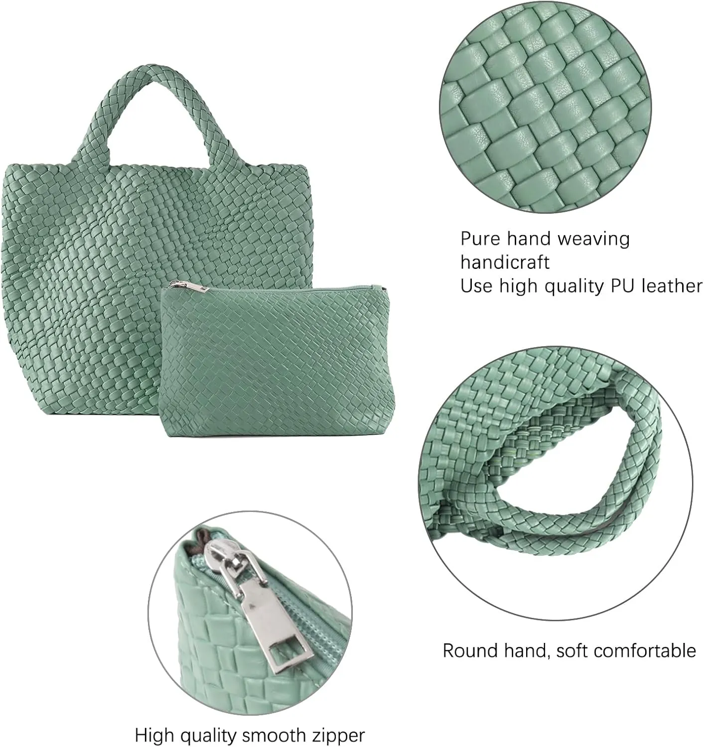 Tote Bag For Women Vegan Leather Handmade Woven Tote Bag Beach Bag Travel Handbag And Purse Top Handle Hobo Tote Bags
