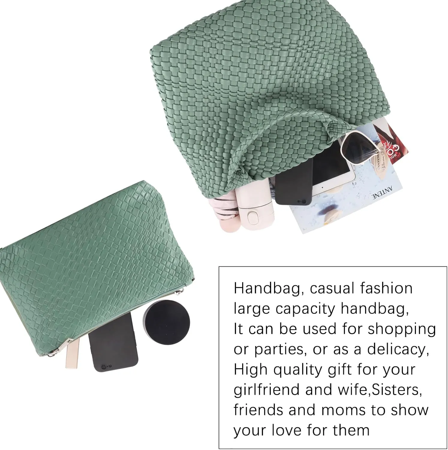 Tote Bag For Women Vegan Leather Handmade Woven Tote Bag Beach Bag Travel Handbag And Purse Top Handle Hobo Tote Bags