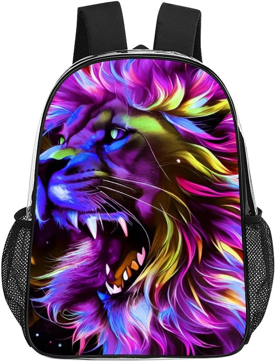 Transparent Daypack Bookbag for Gym Business Bicycle - Large Capacity Multipurpose Anti-Theft Carry On Bag, Lion Howling Art Travel Hiking Daypack