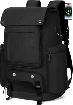 Travel Backpack TSA Friendly Flight Approved Carry on Backpack Nylon Water-resistant Business Large Weekender Bag Casual Daypack 17.3" Laptop Computer Backpack for Men Women(Black)