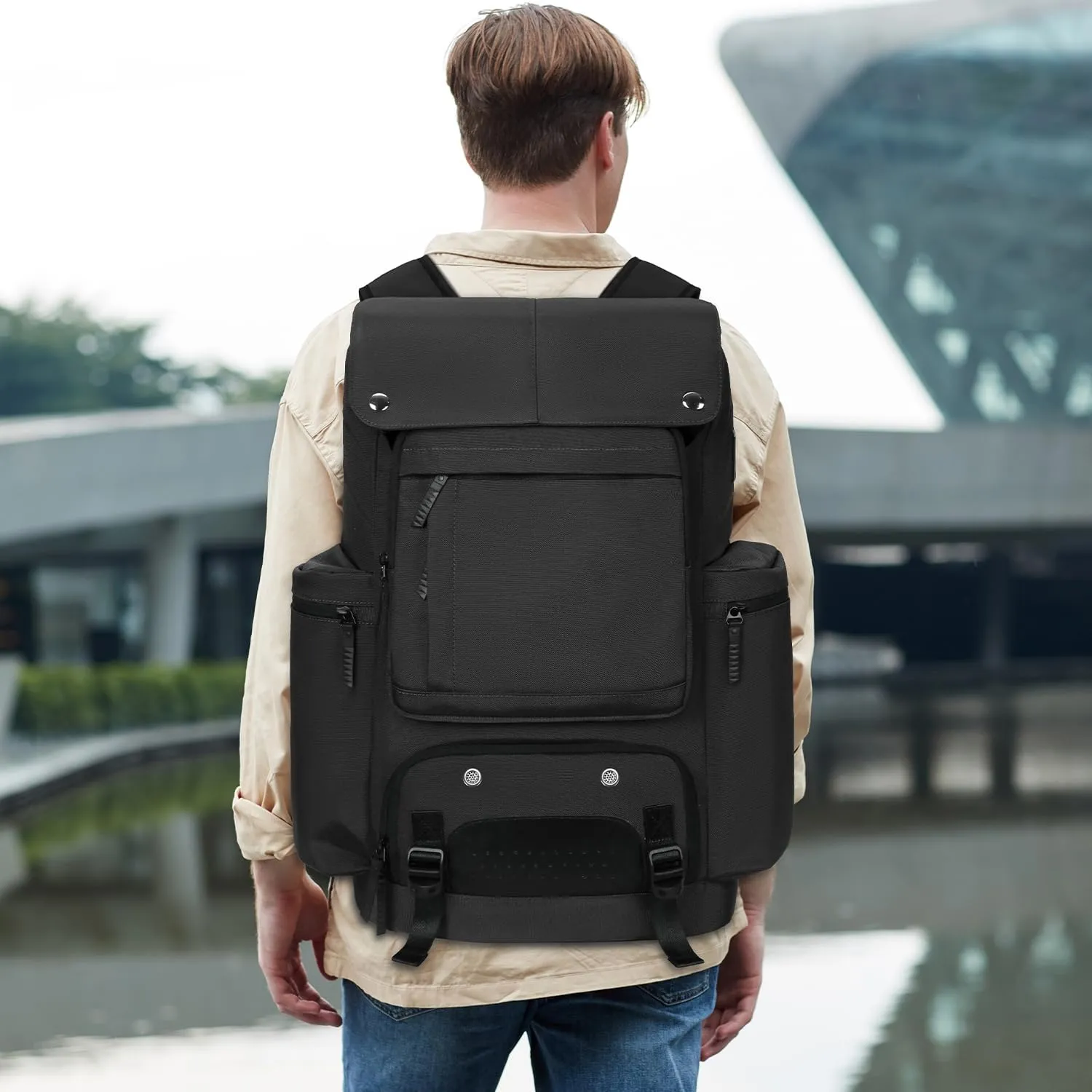 Travel Backpack TSA Friendly Flight Approved Carry on Backpack Nylon Water-resistant Business Large Weekender Bag Casual Daypack 17.3" Laptop Computer Backpack for Men Women(Black)