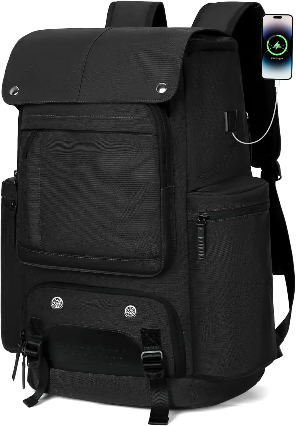 Travel Backpack TSA Friendly Flight Approved Carry on Backpack Nylon Water-resistant Business Large Weekender Bag Casual Daypack 17.3" Laptop Computer Backpack for Men Women(Black)